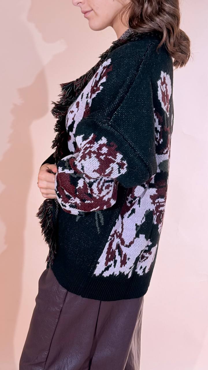 KONTATTO Cardigan rose 3M1818C NERO/ROSA 