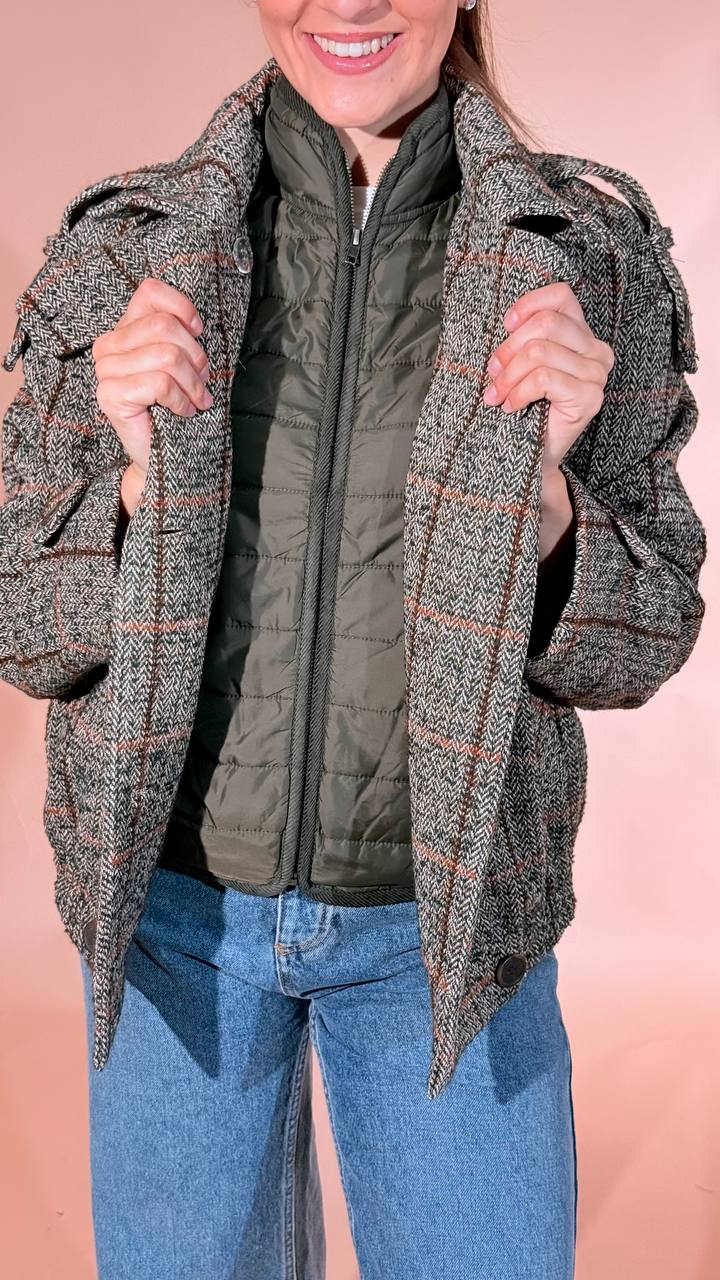 KONTATTO "check" bomber doppiopetto ADF700C GRIGIO 
