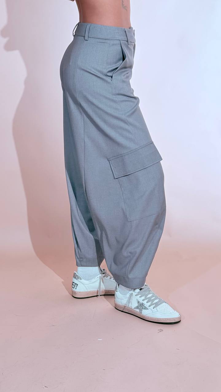 KONTATTO "Ines" pantalone baloon cargo ADF709C GRIGIO 