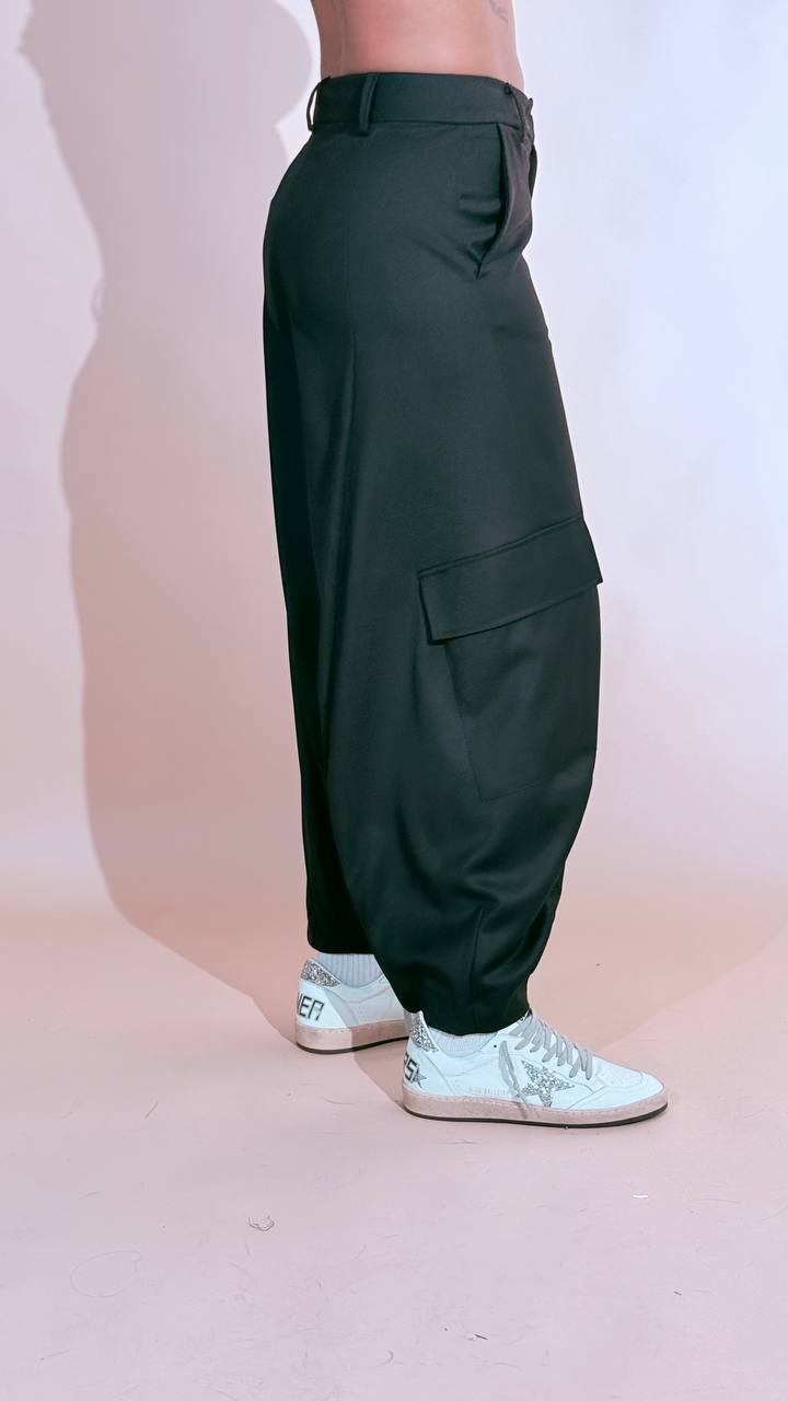 KONTATTO "Ines" pantalone baloon cargo ADF709C NERO 
