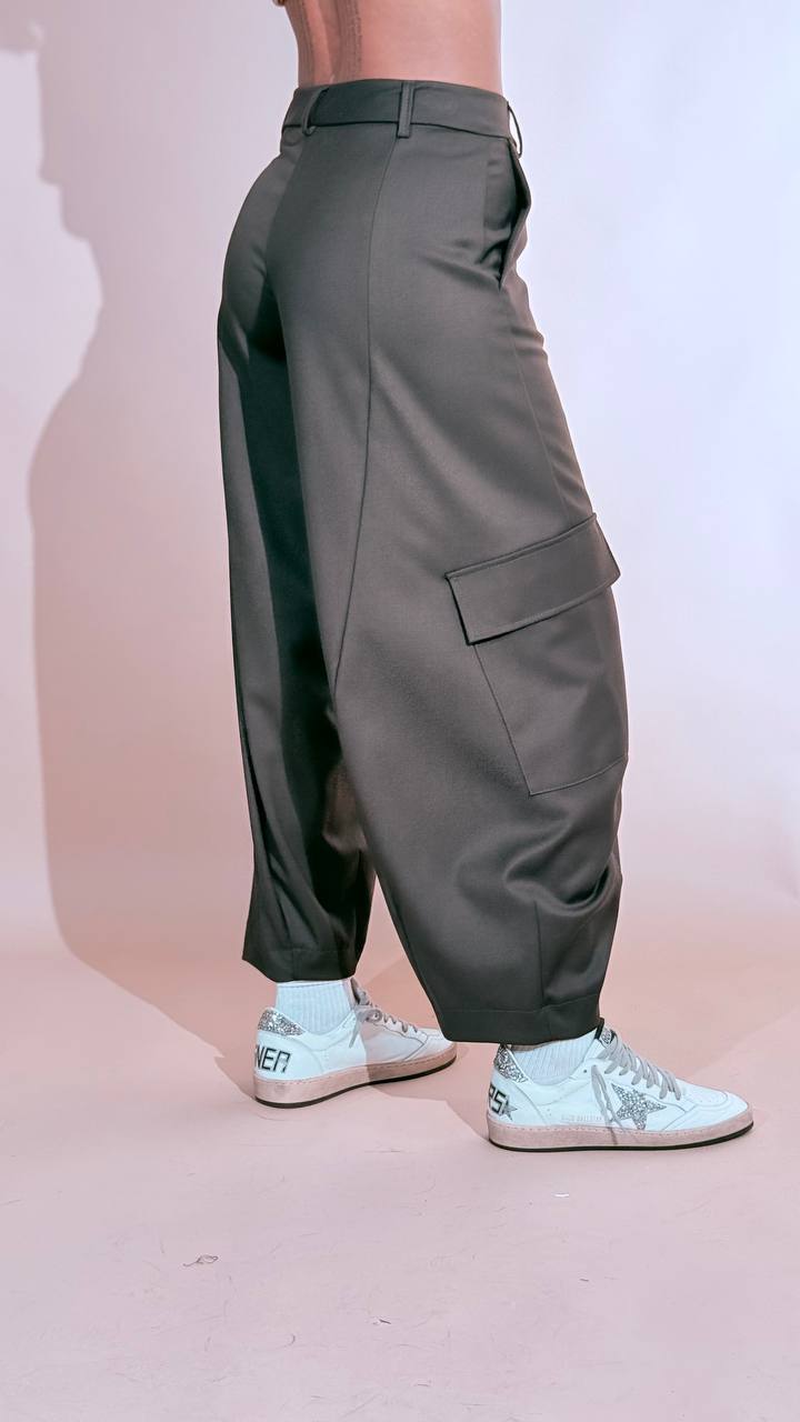 KONTATTO "Ines" pantalone baloon cargo ADF709C VERDE 
