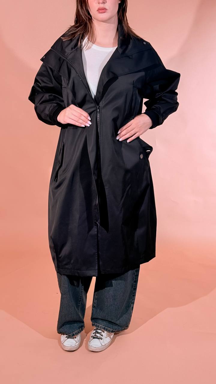 KONTATTO "pauline" trench con collo imbuto CO2019C NERO 