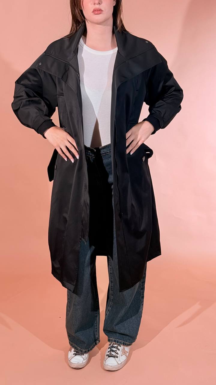 KONTATTO "pauline" trench con collo imbuto CO2019C NERO 