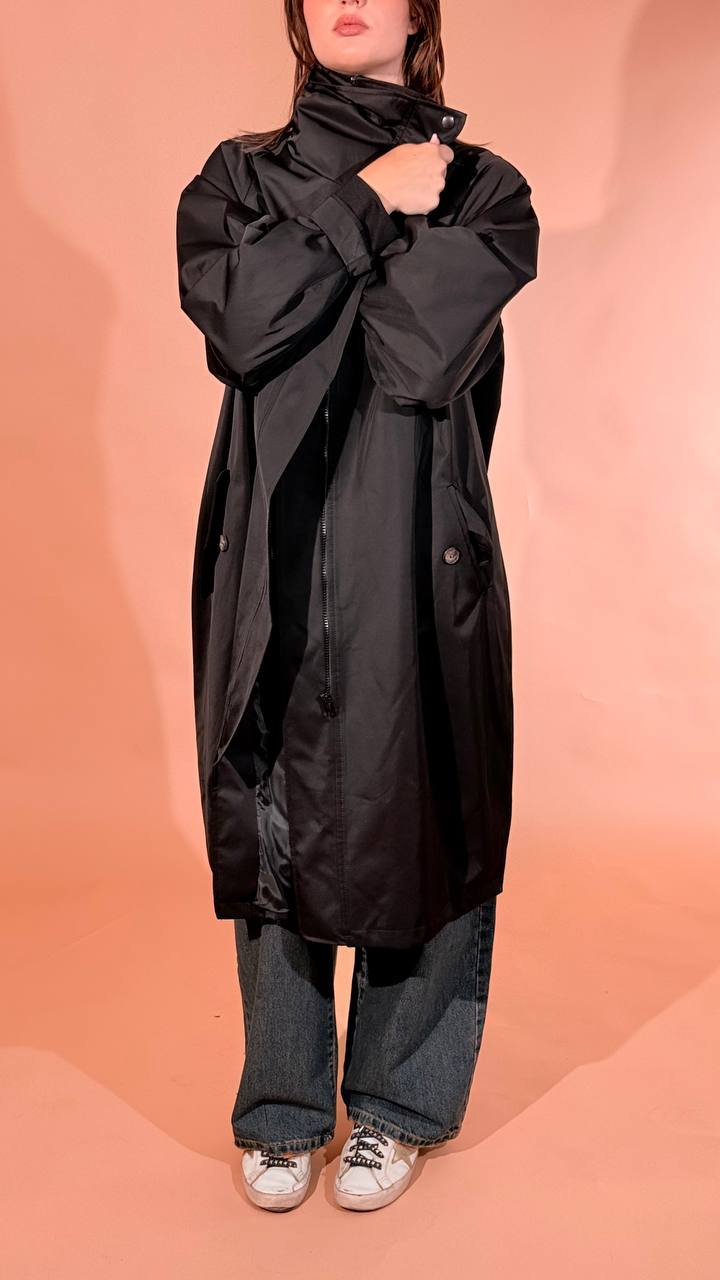 KONTATTO "pauline" trench con collo imbuto CO2019C NERO 