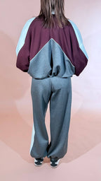 KONTATTO "olivia" pants bicolor elastico in vita polsino sul fondo CO2023C GRIGIO/PANNA 