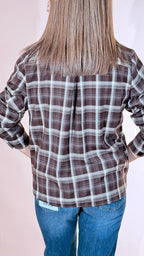 LEVA camicia check con spille 061026 MORO 