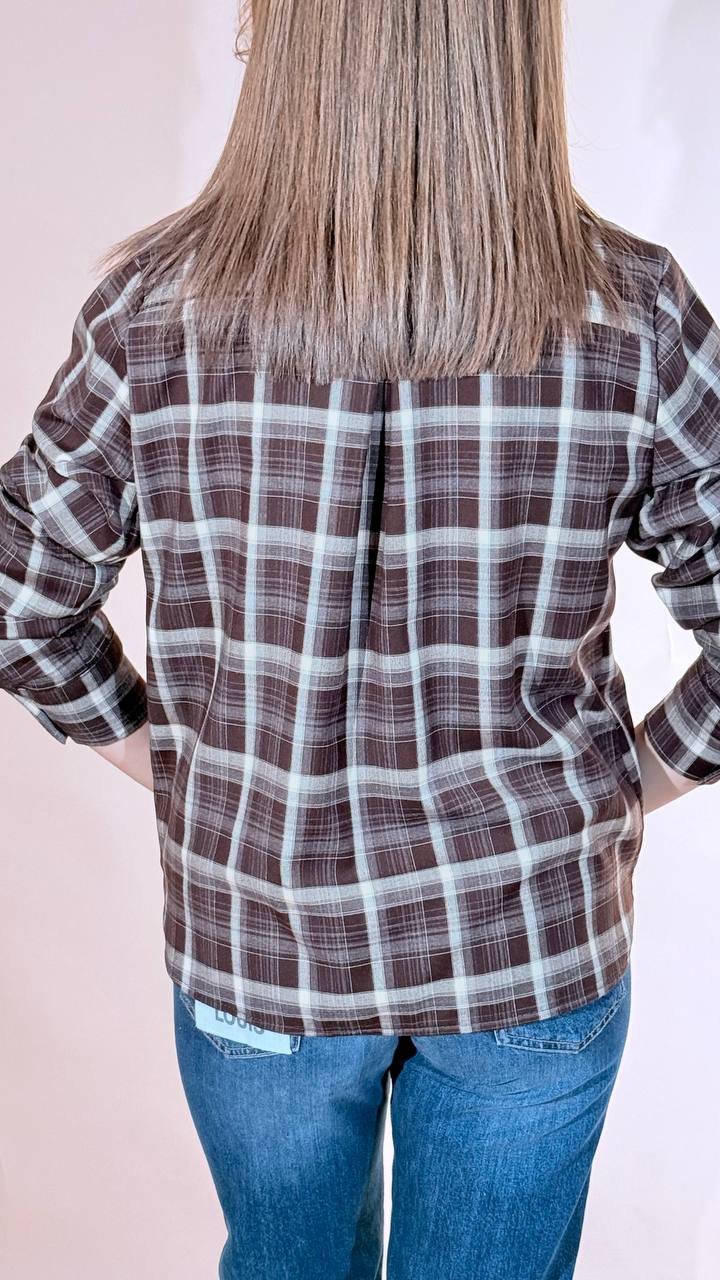 LEVA camicia check con spille 061026 MORO 