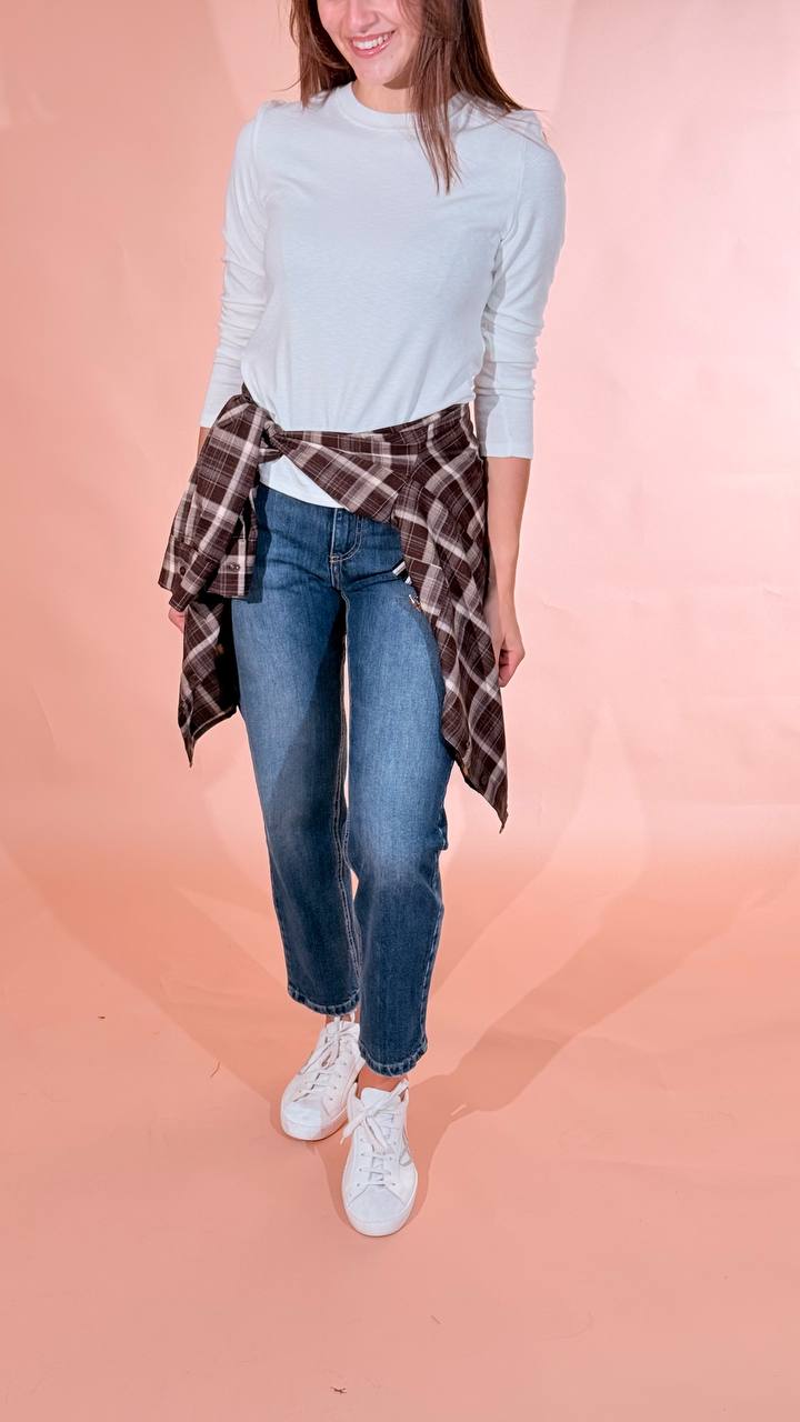 LEVA camicia check con spille 061026 MORO 