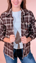 LEVA camicia check con spille 061026 MORO 