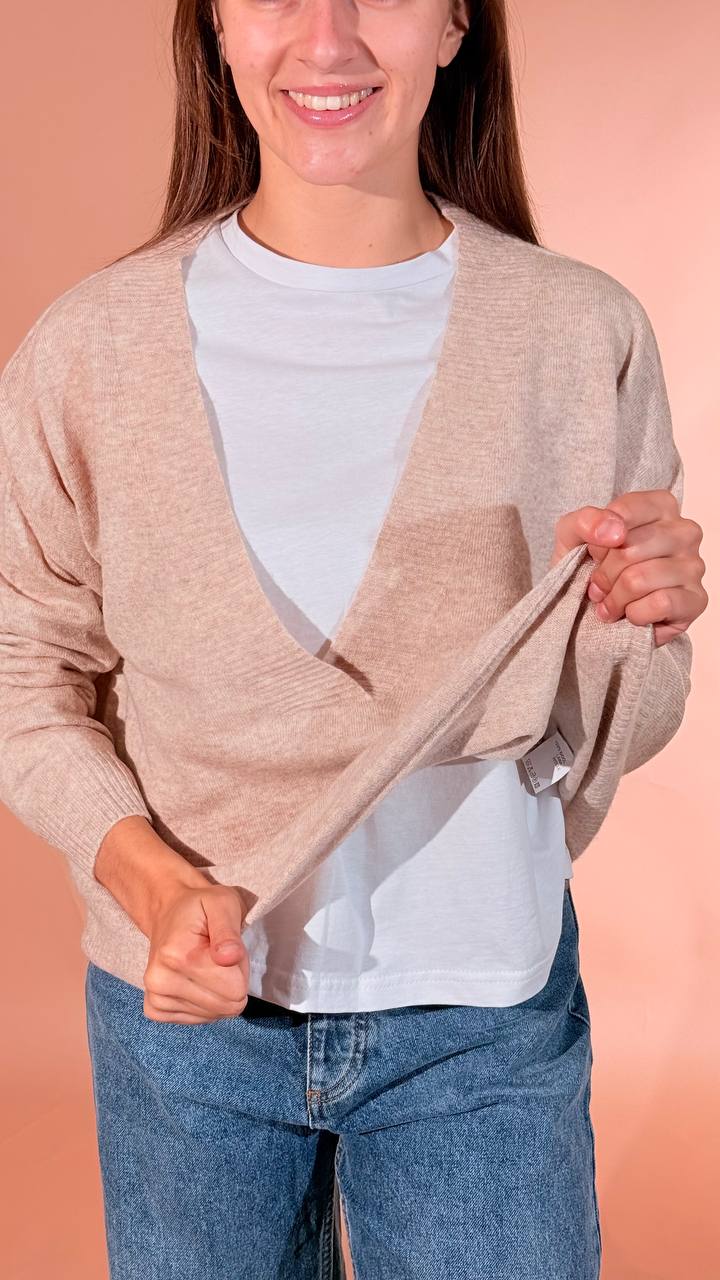 LEVA Pull scollo v scatoletta 1008 BEIGE 