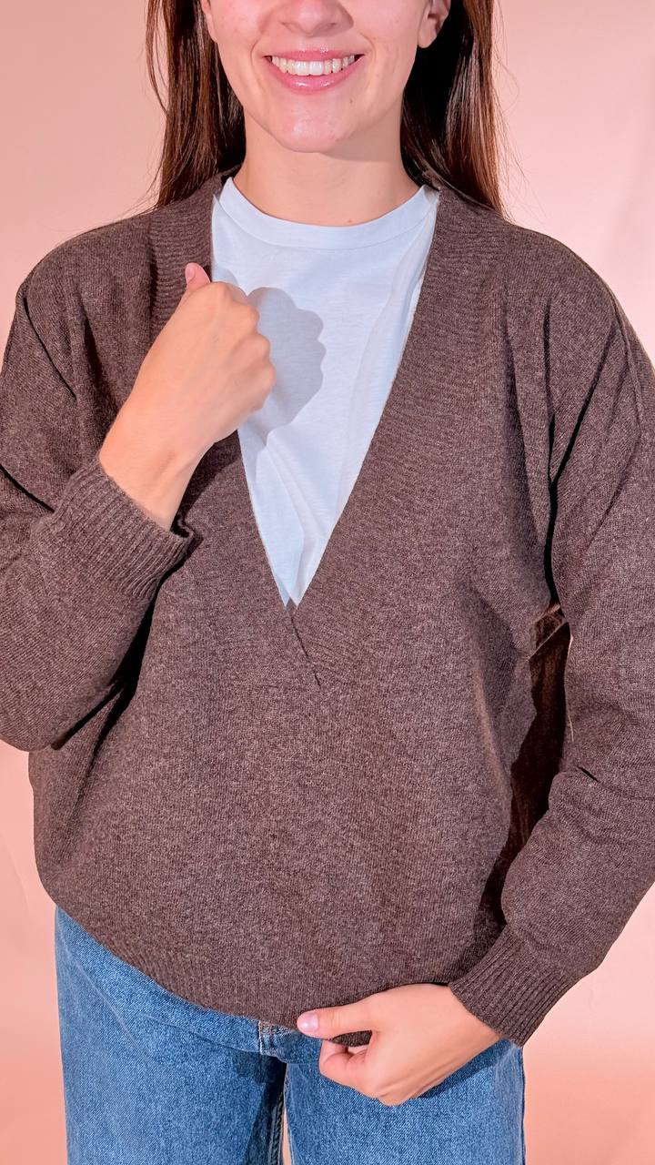 LEVA pull scollo v scatoletta 1008 MORO 