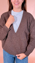 LEVA pull scollo v scatoletta 1008 MORO 