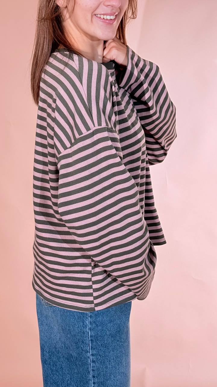 LEVA T-shirt stripes 1109 ROSA/VERDE 