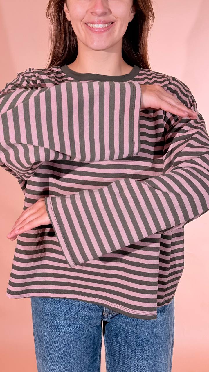 LEVA T-shirt stripes 1109 ROSA/VERDE 