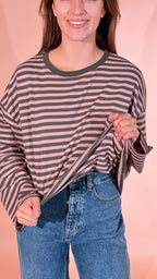 LEVA T-shirt stripes 1109 ROSA/VERDE 