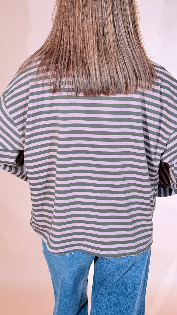 LEVA T-shirt stripes 1109 ROSA/VERDE 