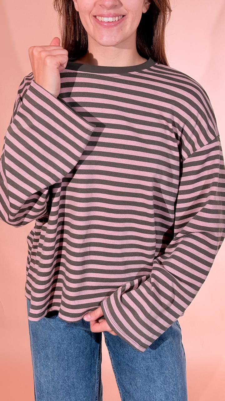 LEVA T-shirt stripes 1109 ROSA/VERDE 