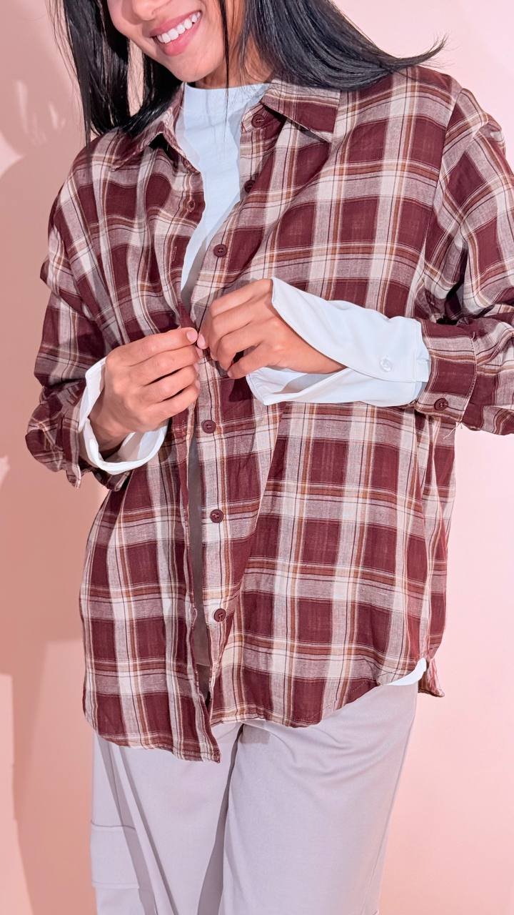 LEVA Bonnie camicia check 1215 BOURDEAUX 