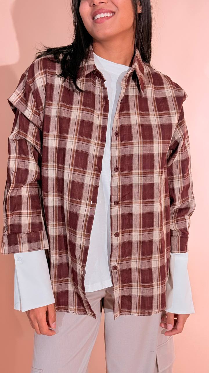 LEVA Bonnie camicia check 1215 BOURDEAUX 
