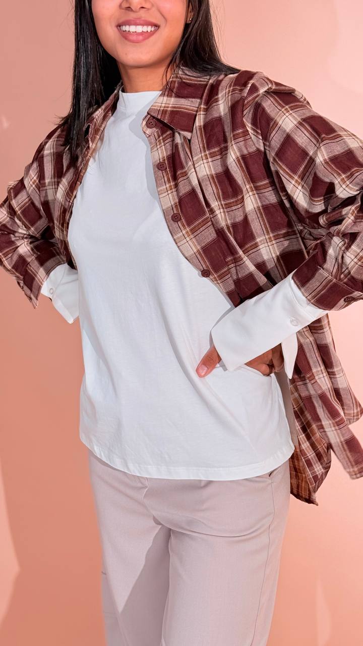 LEVA Bonnie camicia check 1215 BOURDEAUX 