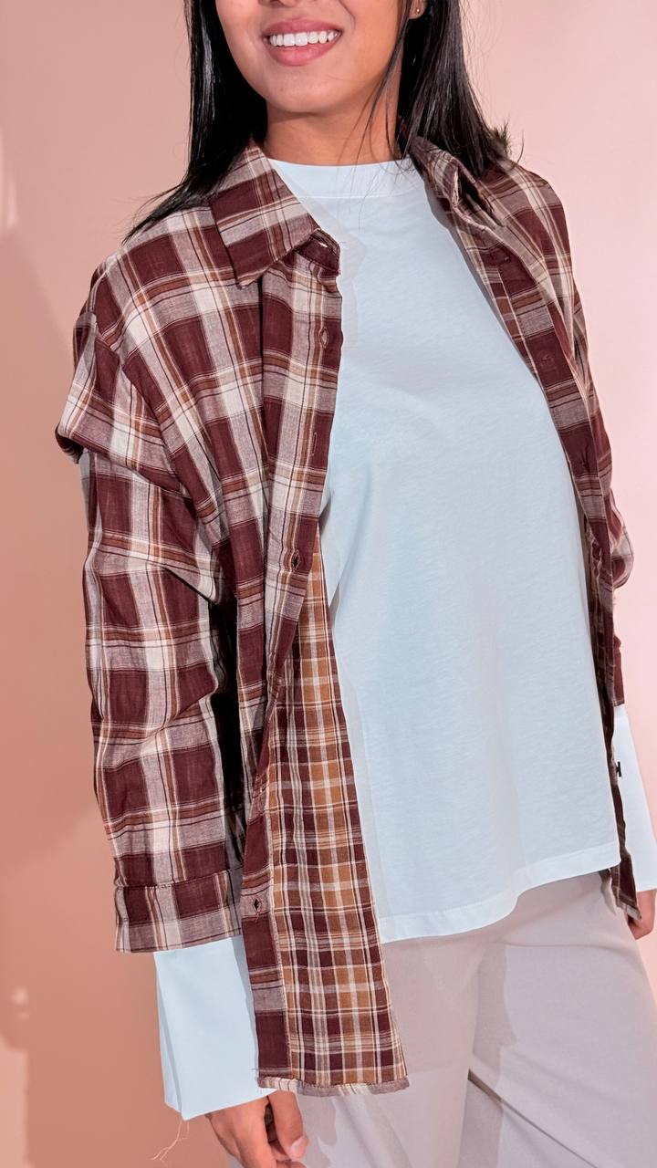 LEVA Bonnie camicia check 1215 BOURDEAUX 