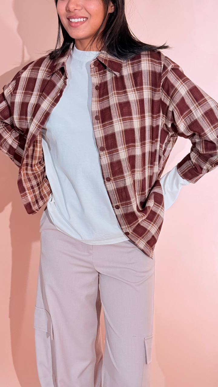LEVA Bonnie camicia check 1215 BOURDEAUX 