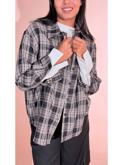 LEVA bonnie camicia check 1215 NERO 
