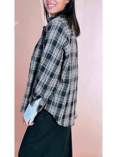 LEVA bonnie camicia check 1215 NERO 