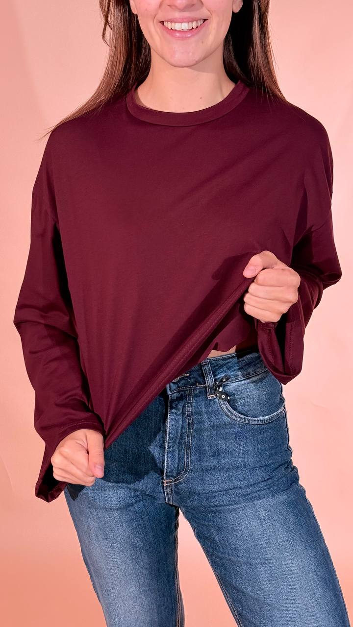 LEVA basic tshirt manica lunga 136-M BORDEAUX 
