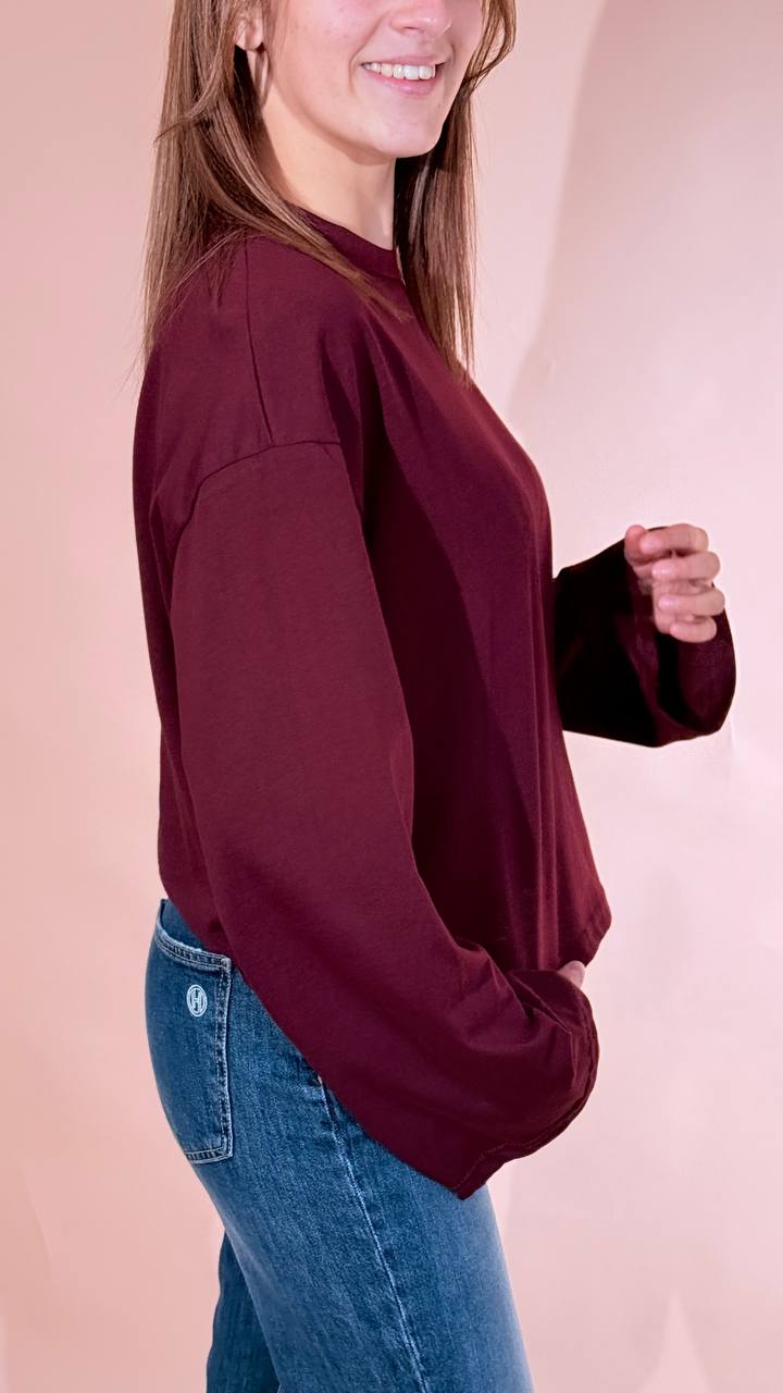 LEVA basic tshirt manica lunga 136-M BORDEAUX 
