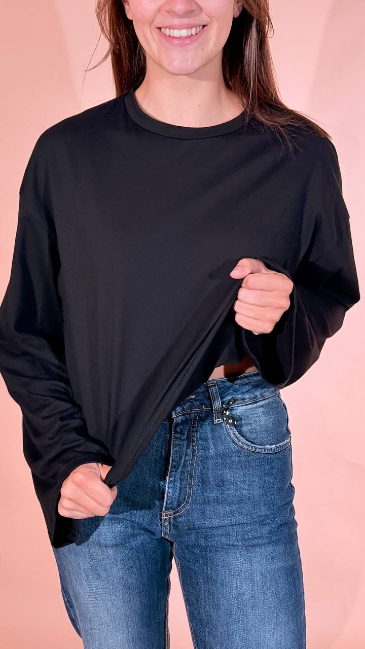 LEVA basic tshirt manica lunga 136-M NERO 