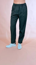 LEVA Pantalone gessato con cintura 2596 VERDE 