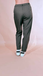 LEVA Pantalone gessato con cintura 2596 VERDE 