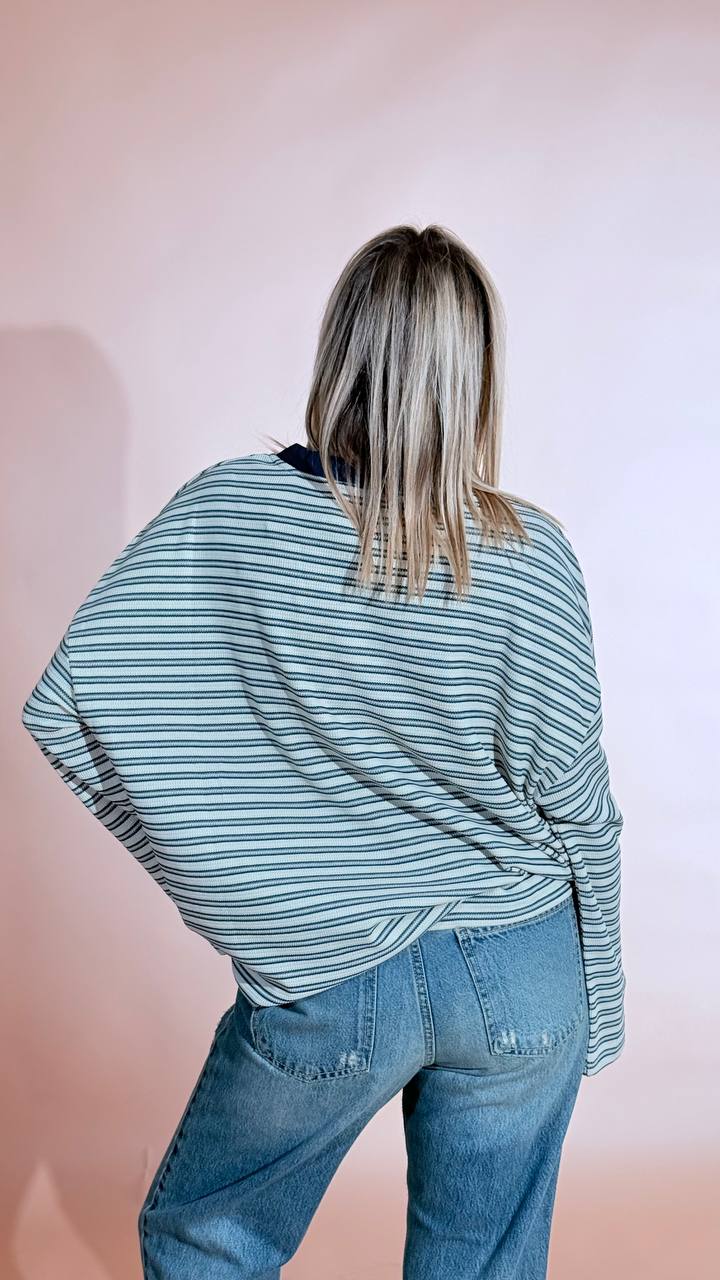 LEVA "Softline" tee manica lunga 69354 BIANCO/AZZURRO 