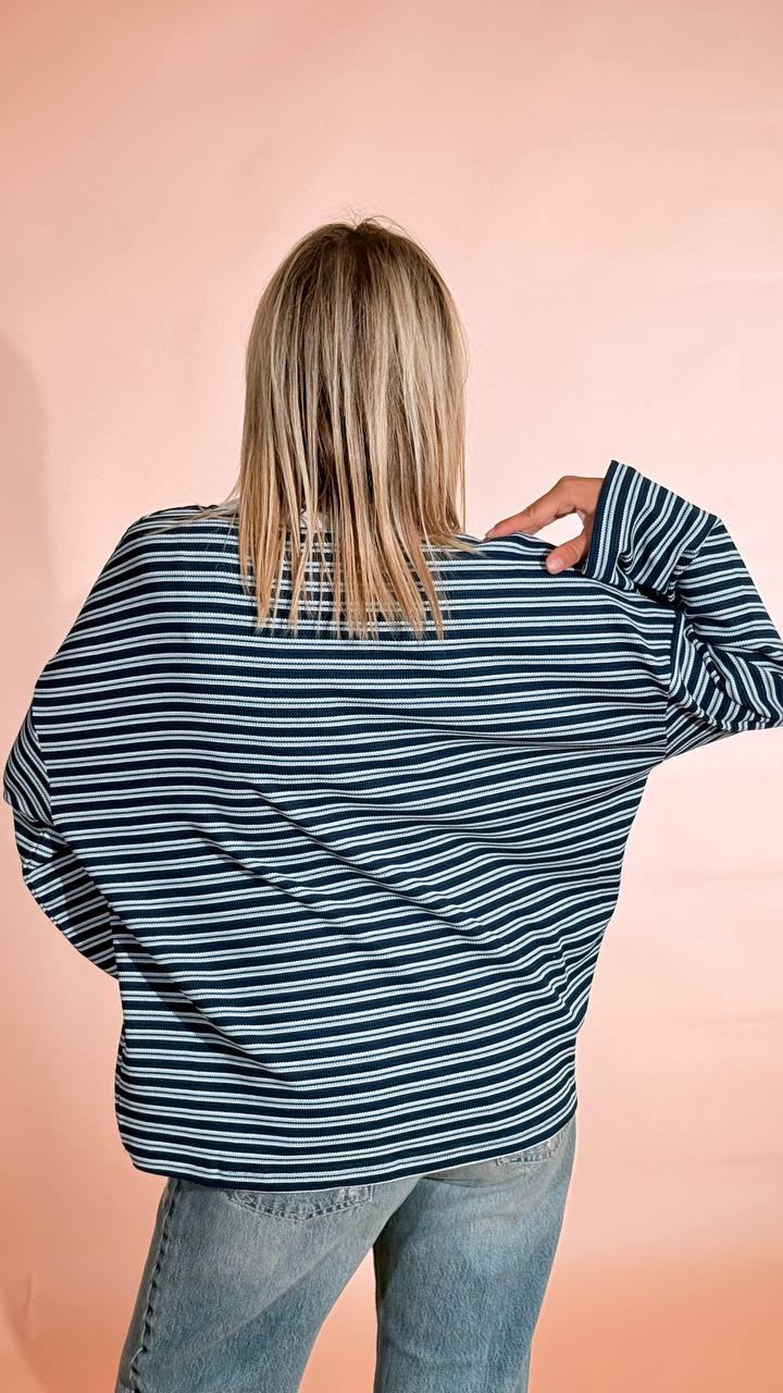 LEVA "Softline" tee manica lunga 69354 BLU/BIANCO 