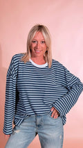 LEVA "Softline" tee manica lunga 69354 BLU/BIANCO 