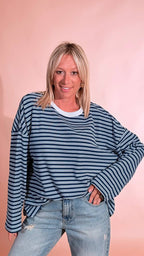 LEVA "Softline" tee manica lunga 69354 BLU/BIANCO 