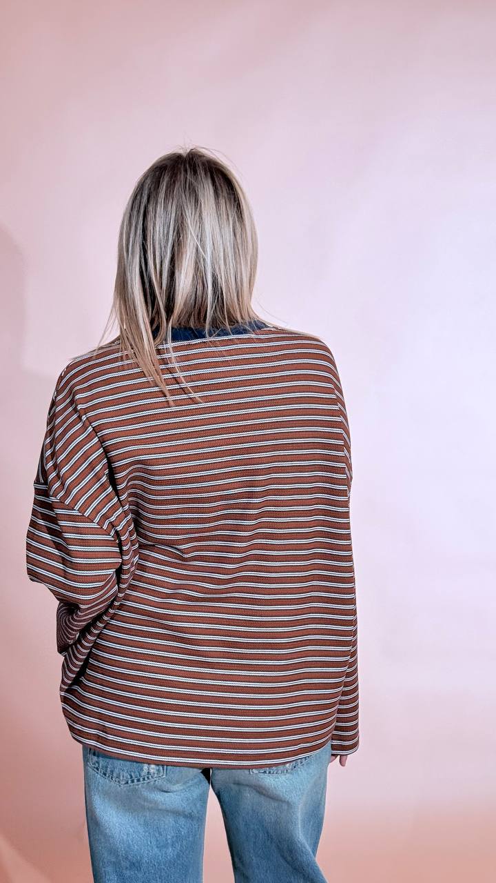 LEVA "Softline" tee manica lunga 69354 MATTONE/BIANCO 