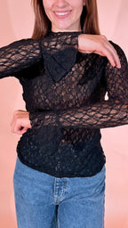 LEVA Pizzo tshirt manica lunga 7009 NERO 