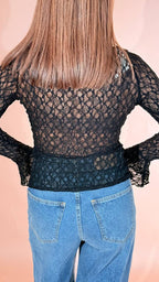LEVA Pizzo tshirt manica lunga 7009 NERO 