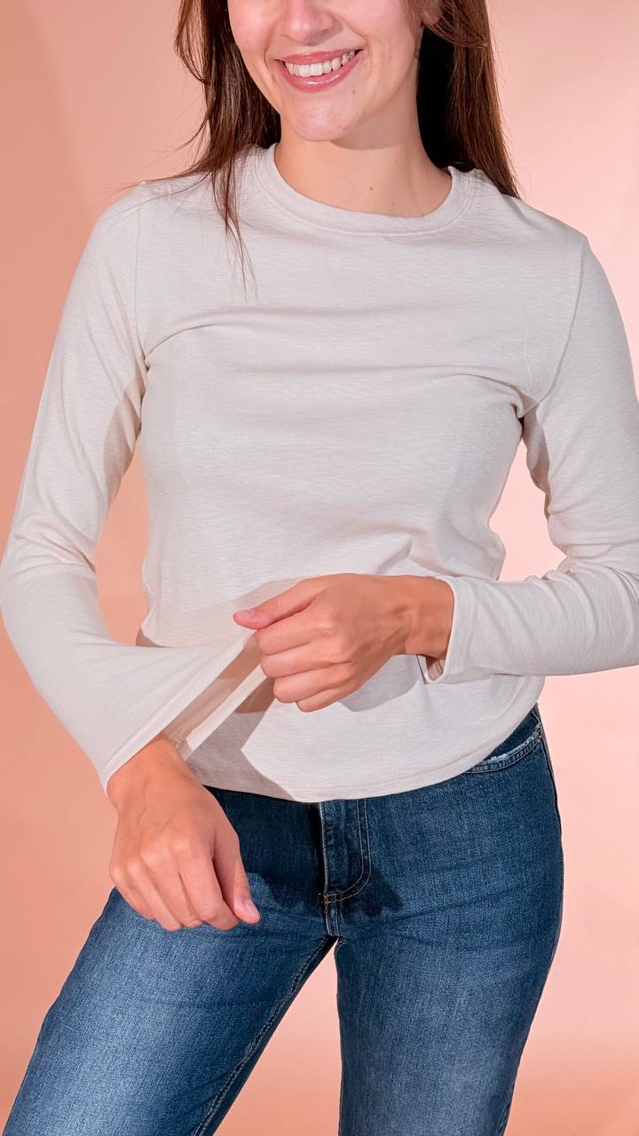 LEVA T-shirt manica lunga AL1362 BEIGE 