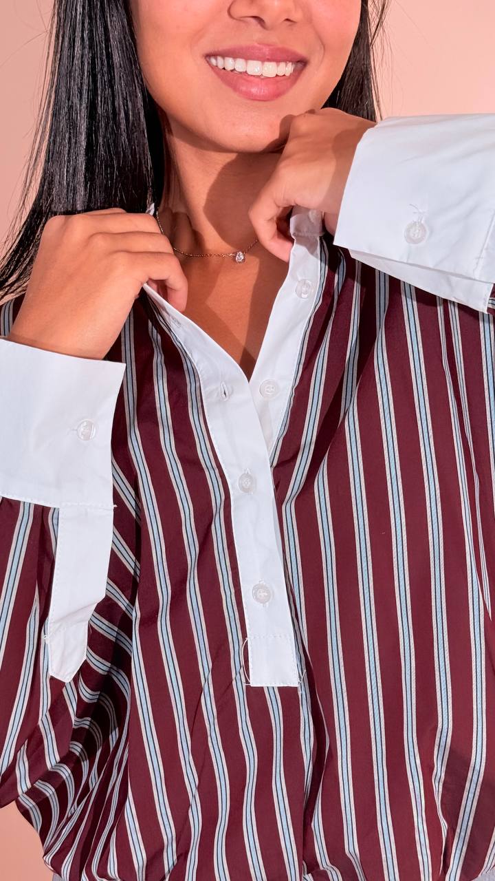 LEVA Ludovica camicia collo coreana CNZ94 BOURDEAUX 