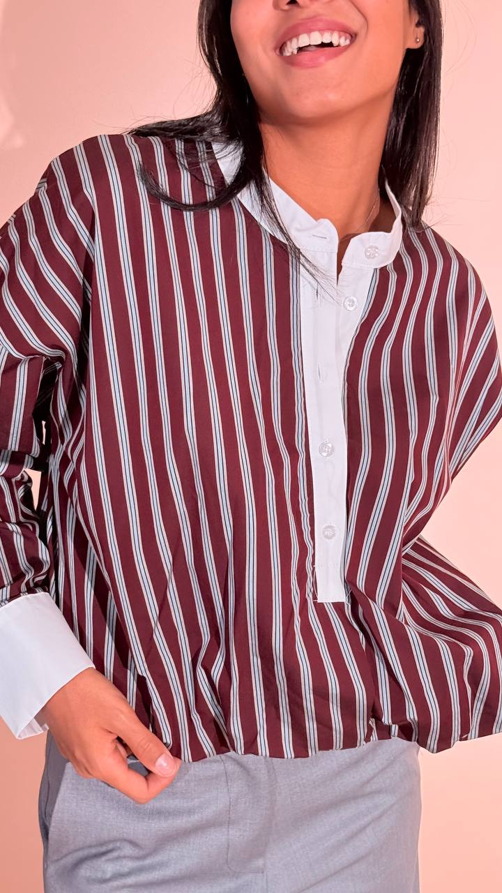 LEVA Ludovica camicia collo coreana CNZ94 BOURDEAUX 
