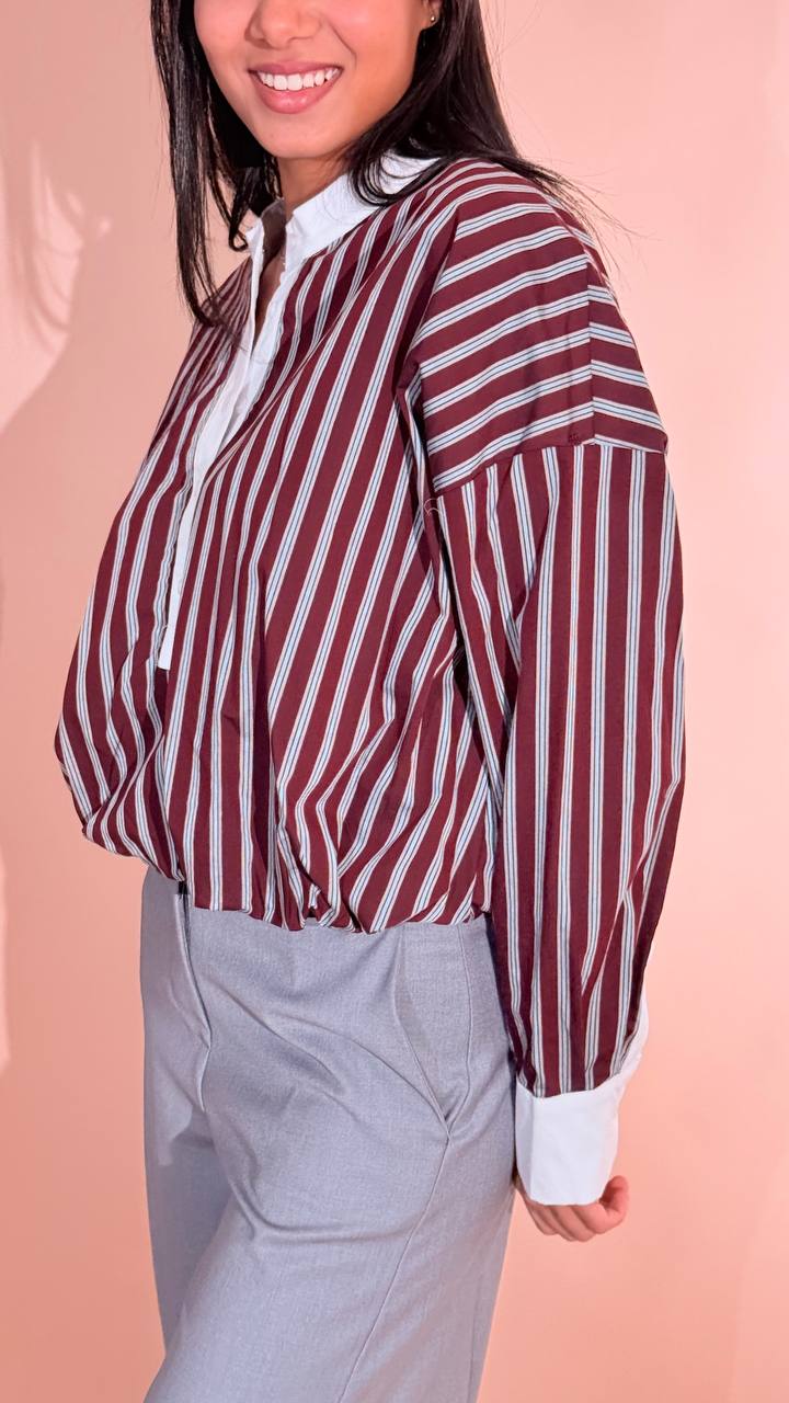 LEVA Ludovica camicia collo coreana CNZ94 BOURDEAUX 