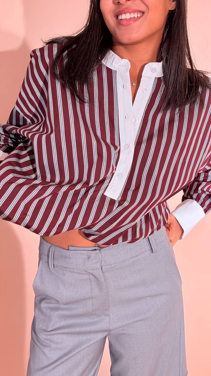LEVA Ludovica camicia collo coreana CNZ94 BOURDEAUX 