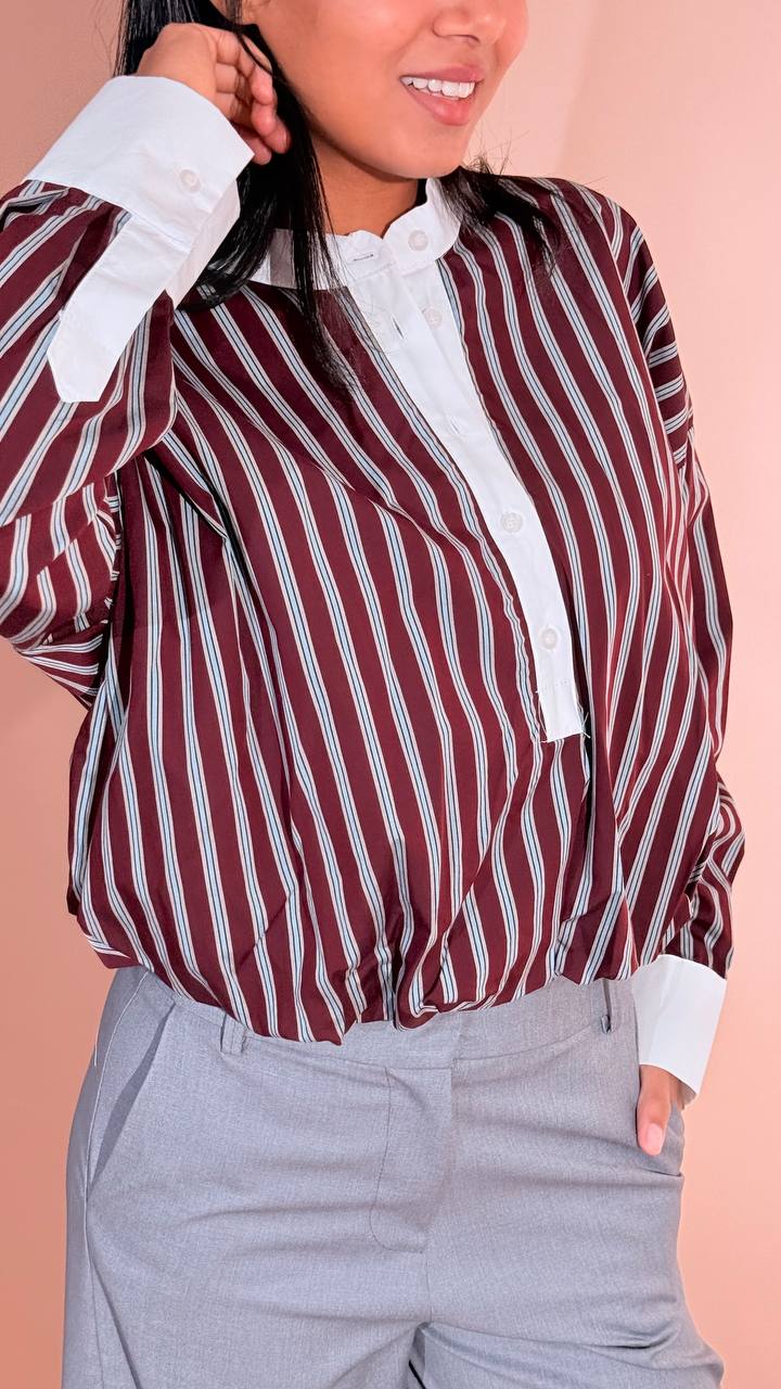 LEVA Ludovica camicia collo coreana CNZ94 BOURDEAUX 