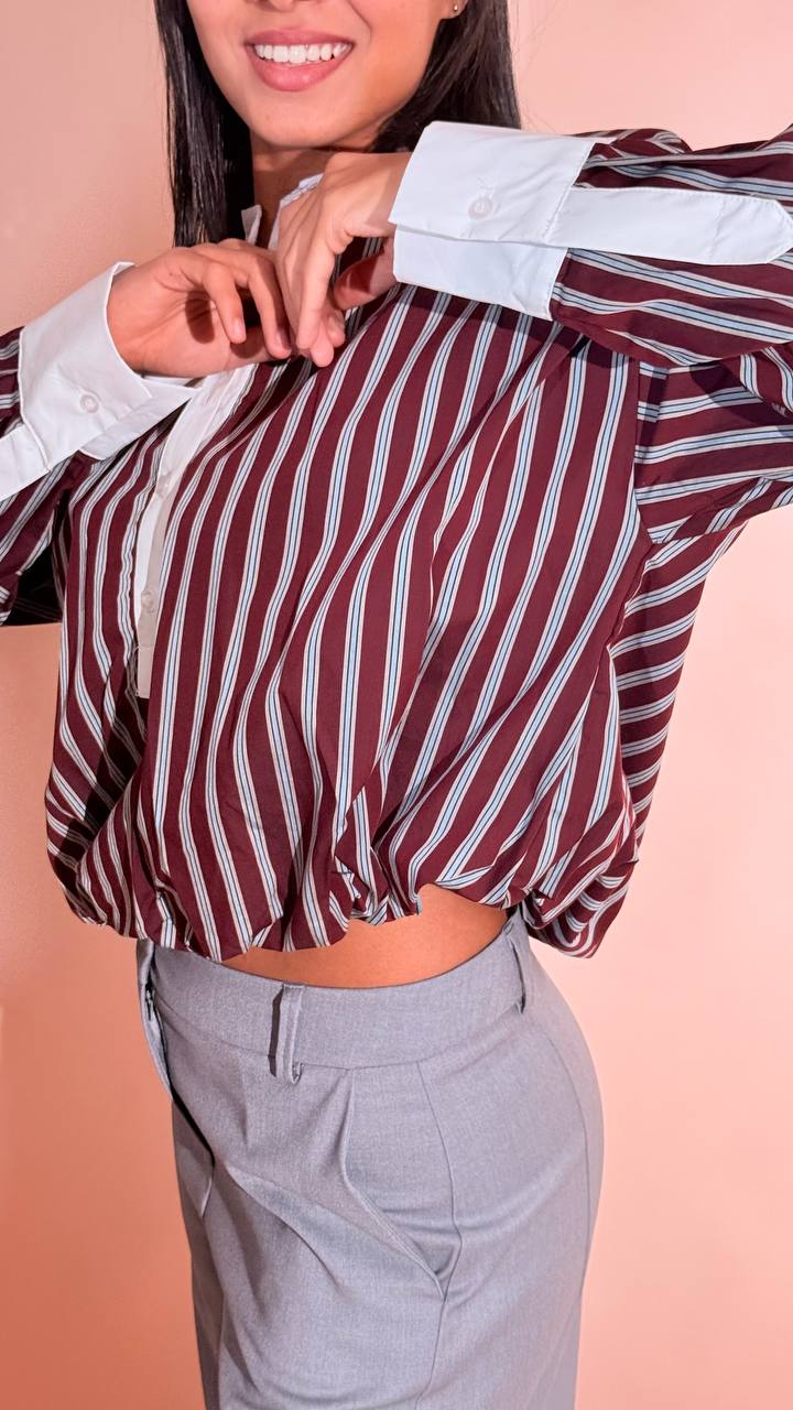 LEVA Ludovica camicia collo coreana CNZ94 BOURDEAUX 