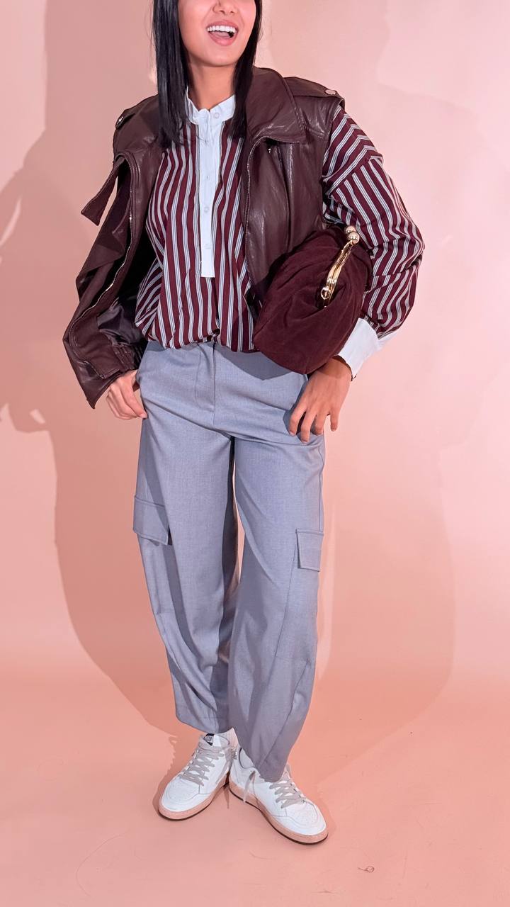 LEVA Ludovica camicia collo coreana CNZ94 BOURDEAUX 
