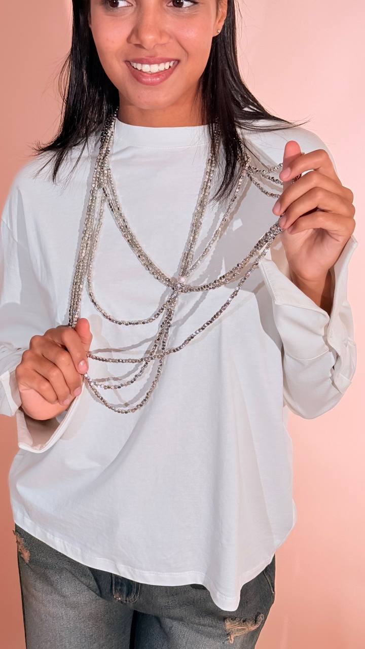 LEVA Collana lunga mille fili argento cubo COLLANACUBO ARGENTO 