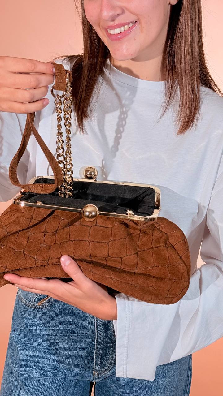 LEVA clutch cocco MC6155GCO CUOIO 